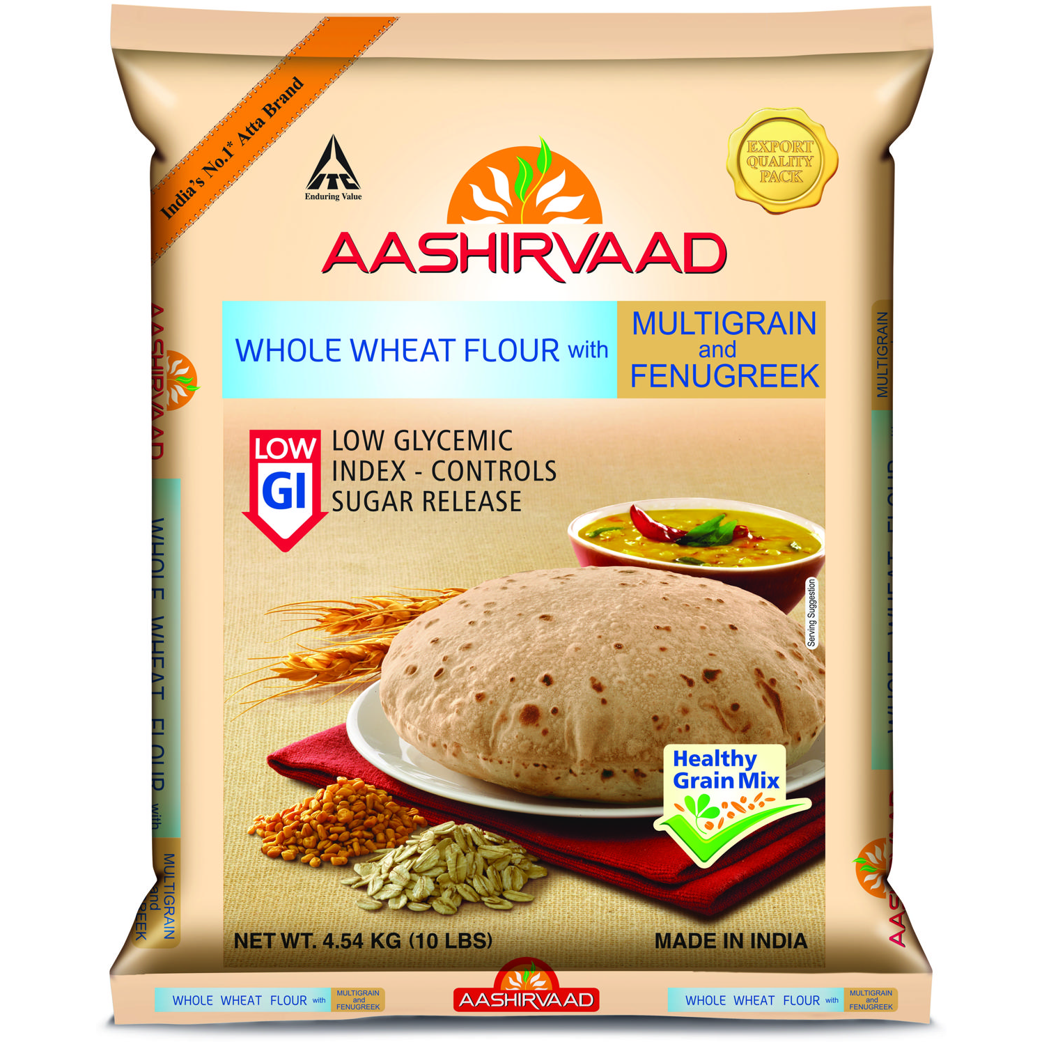 Aashirvaad Low GI Flour - 10 Lb (4.5 Kg)