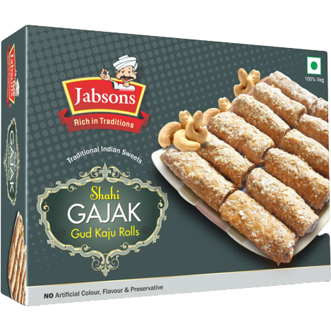 Jabsons Shahi Gajak Gud Kaju Rolls - 350 Gm (12.35 Oz)