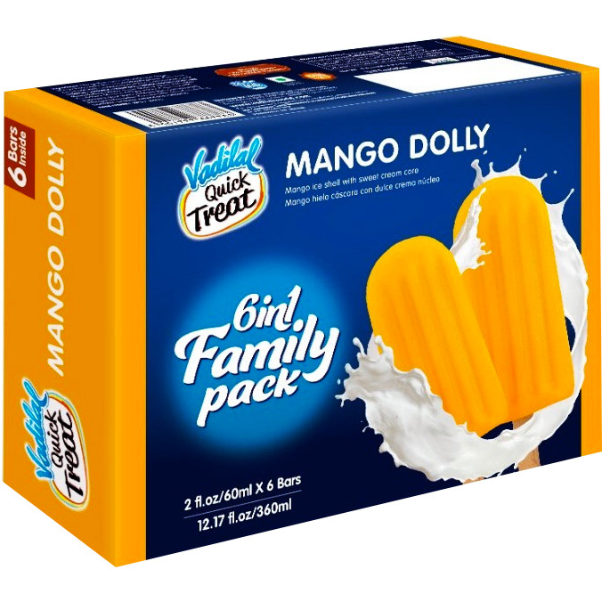 Vadilal Quick Treat Mango Dolly Family Pack 6 Pc - 360 Ml (12.17 Fl Oz)