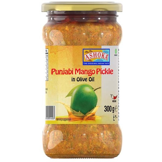 Case of 6 - Ashoka Punjabi Mango Pickle In Olive Oil - 300 Gm (10.6 Oz)