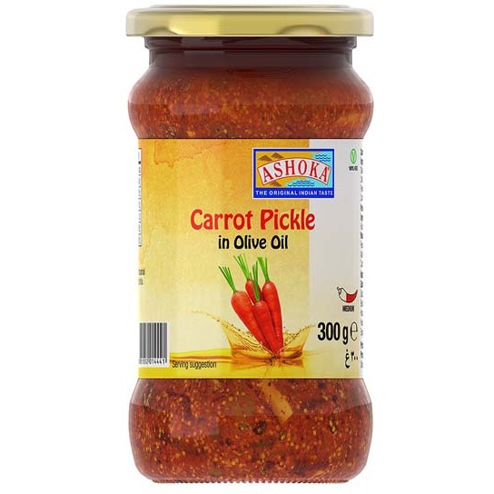 Case of 6 - Ashoka Carrot Pickle In Olive Oil - 300 Gm (10.6 Oz)