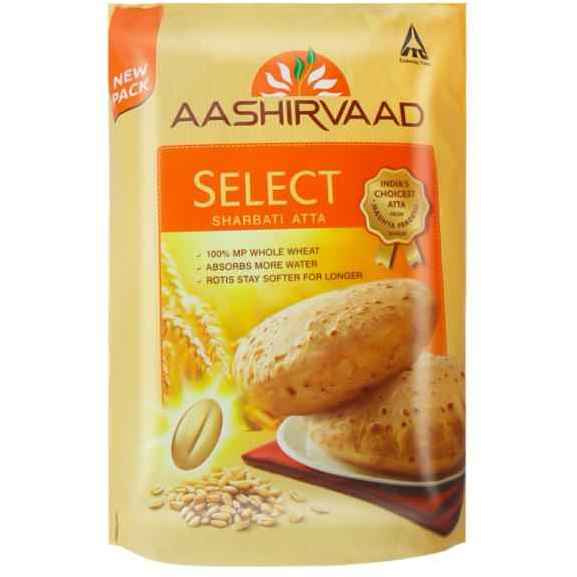 Case of 4 - Aashirvaad Select Sharbati Atta - 10 Lb (4.5 Kg)