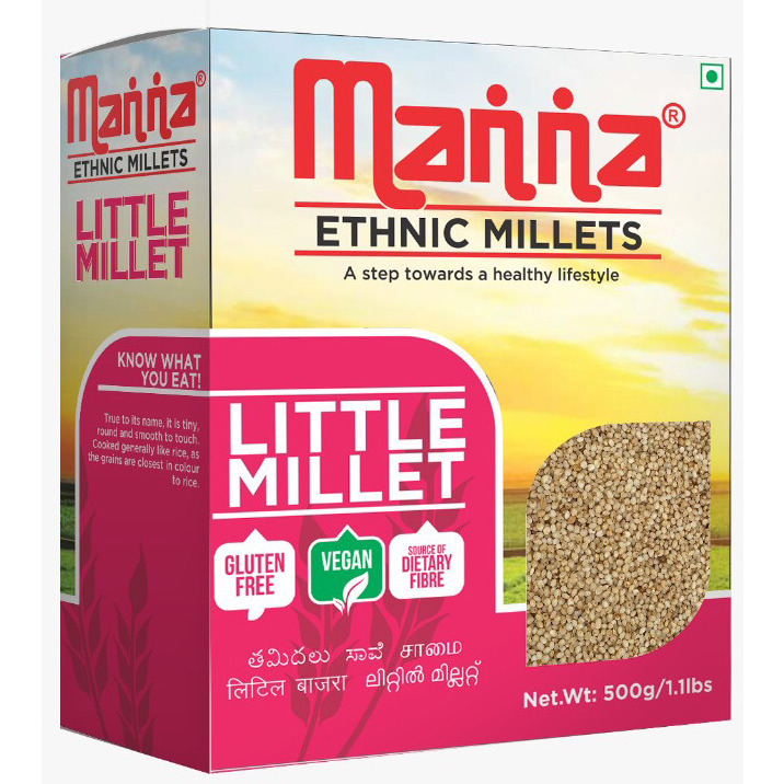 Manna Pearled Unpolished Ethnic Millets Little Millets - 500 Gm (1.1 Lb)