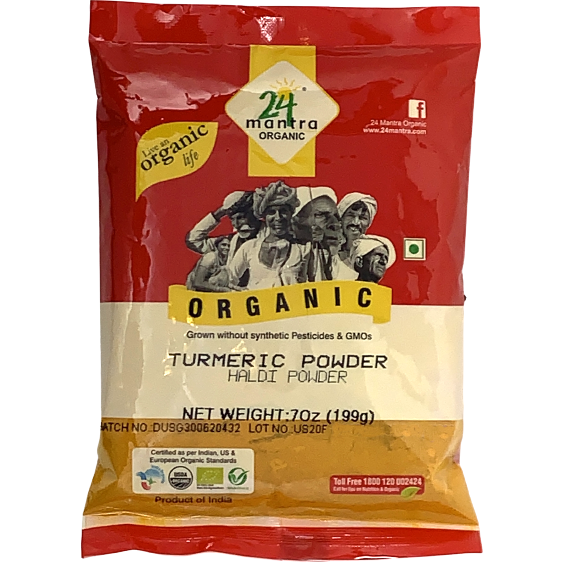 24 Mantra Organic Turmeric Powder - 7 Oz (199 Gm)