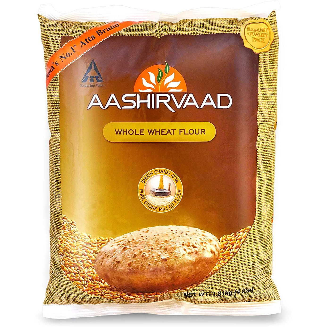 Aashirvaad Whole Wheat Flour - 4 Lb (1.81 Kg)