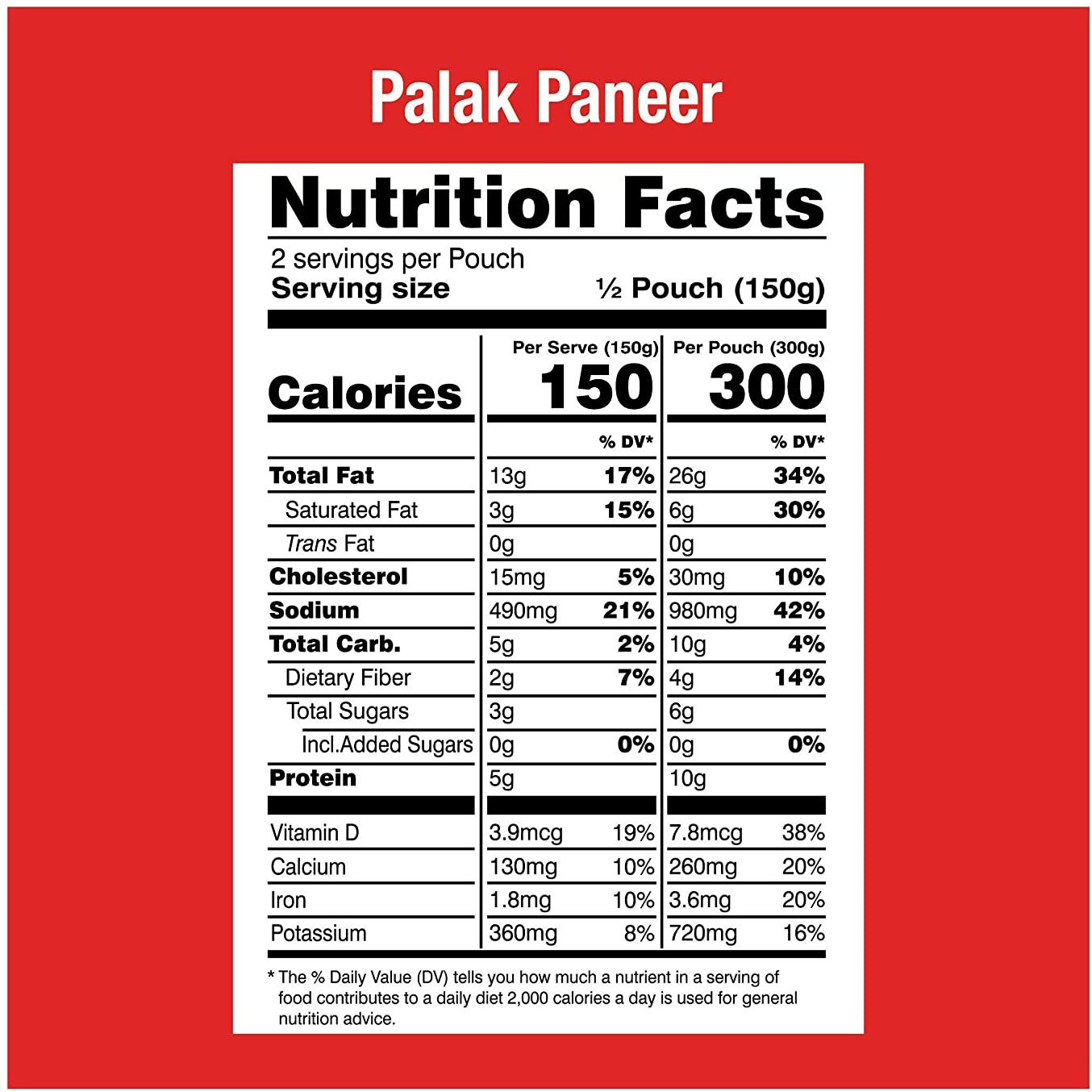 MTR Ready To Eat Palak Paneer - 300 Gm (10.5 Oz)