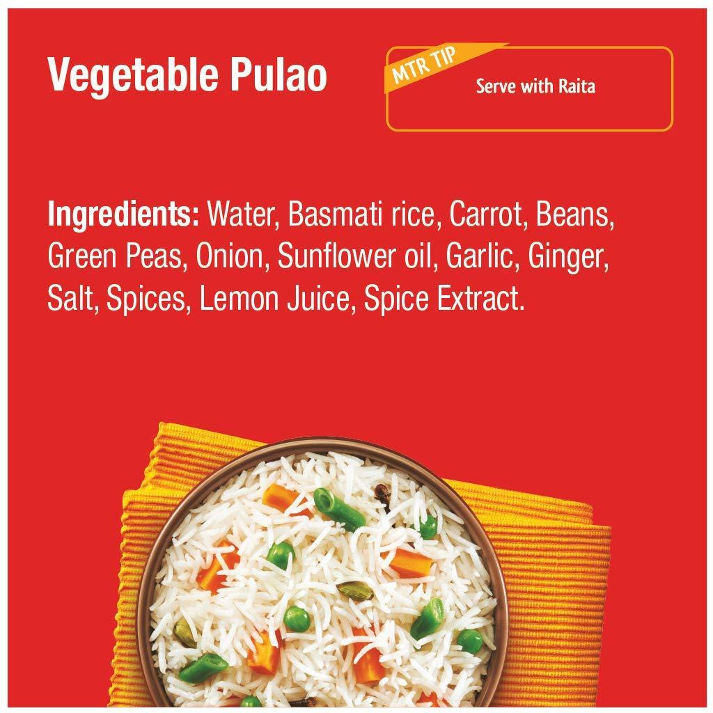 MTR Ready To Eat Vegetable Pulao - 250 Gm (8.8 Oz)