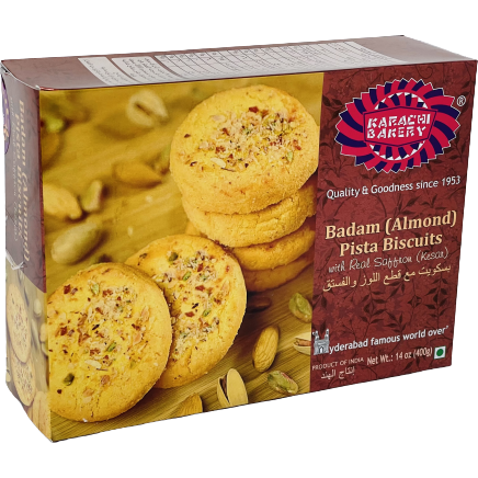 Karachi Bakery Badam Almond Pista Biscuits - 14 Oz (400 Gm)