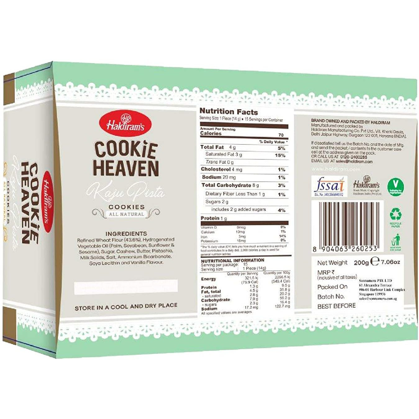 Haldiram's Cookie Heaven Kaju Pista Cookies - 200 Gm (7.06 Oz)