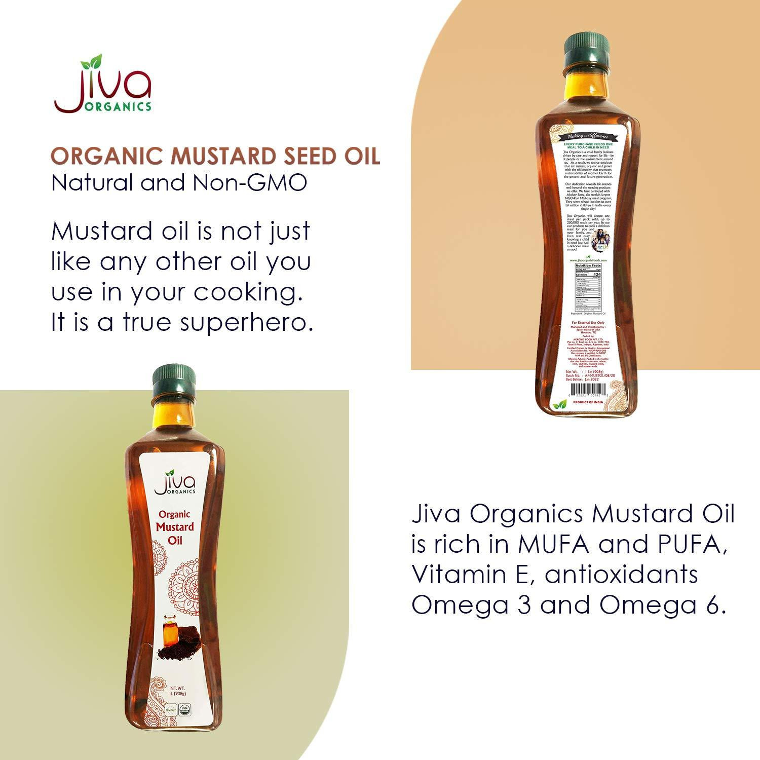 Jiva Organics Organic Mustard Oil - 1 L (33.8 Fl Oz)