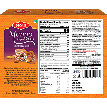 Bikaji Mango Dry Fruit Chikki -  8.81 Oz (250 Gm)
