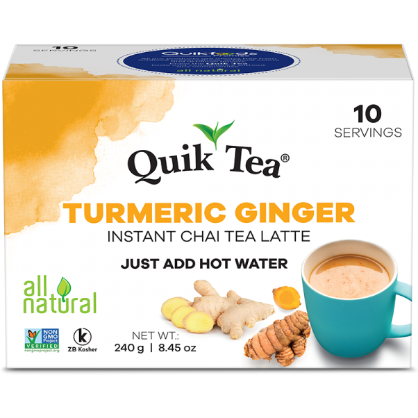 Case of 10 - Quik Tea Turmeric Ginger Chai Latte - 240 Gm (8.5 Oz)