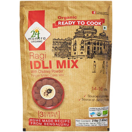 24 Mantra Organic Ragi Idli Mix With Chutney Powder - 216 Gm (7.62 Oz)