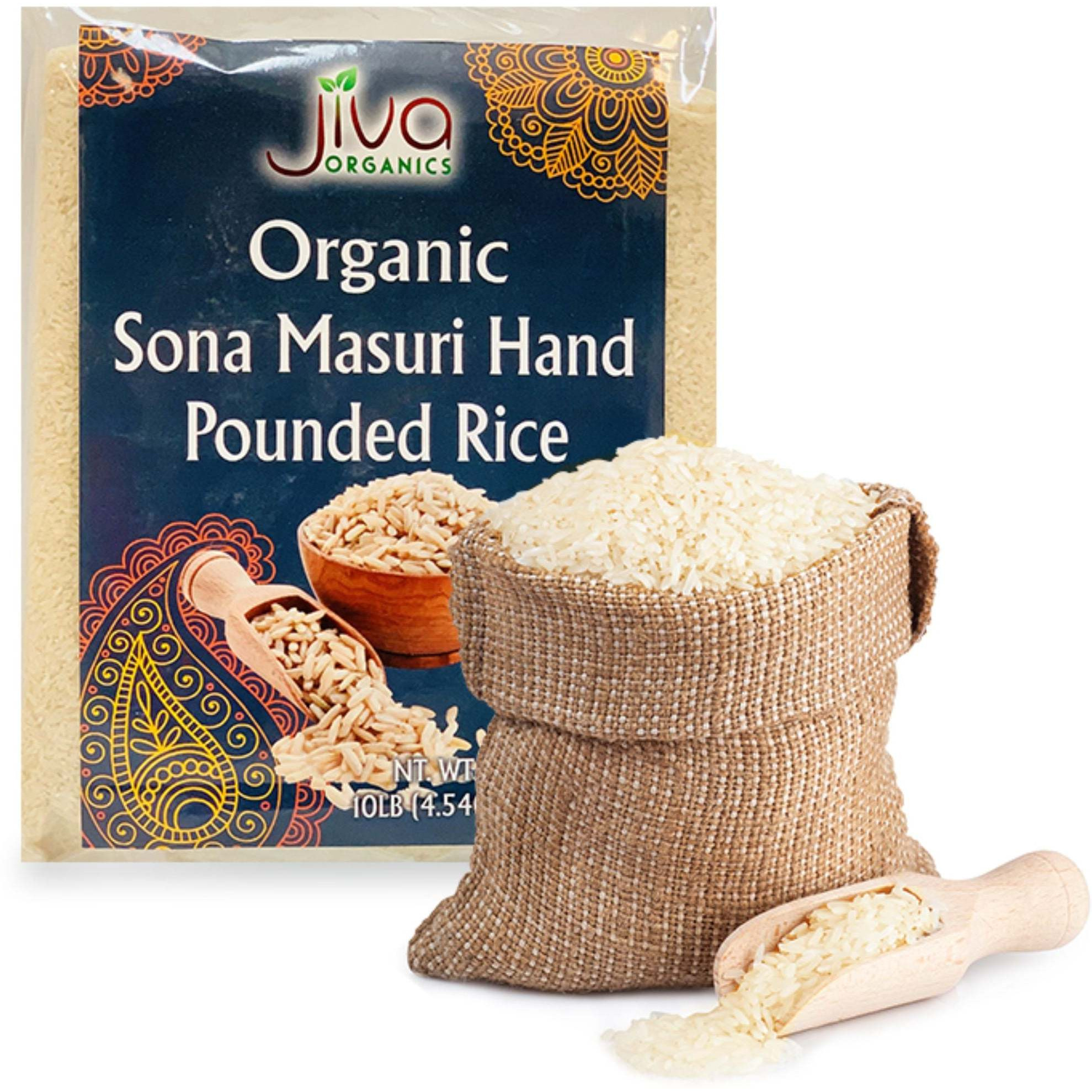 Case of 4 - Jiva Organics Organic Sona Masoori Hand Pounded Rice - 10 Lb (4.5 Kg)