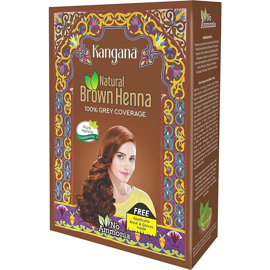 Case of 10 - Kangana Natural Brown Henna No Ammonia - 60 Gm (2.11 Oz)