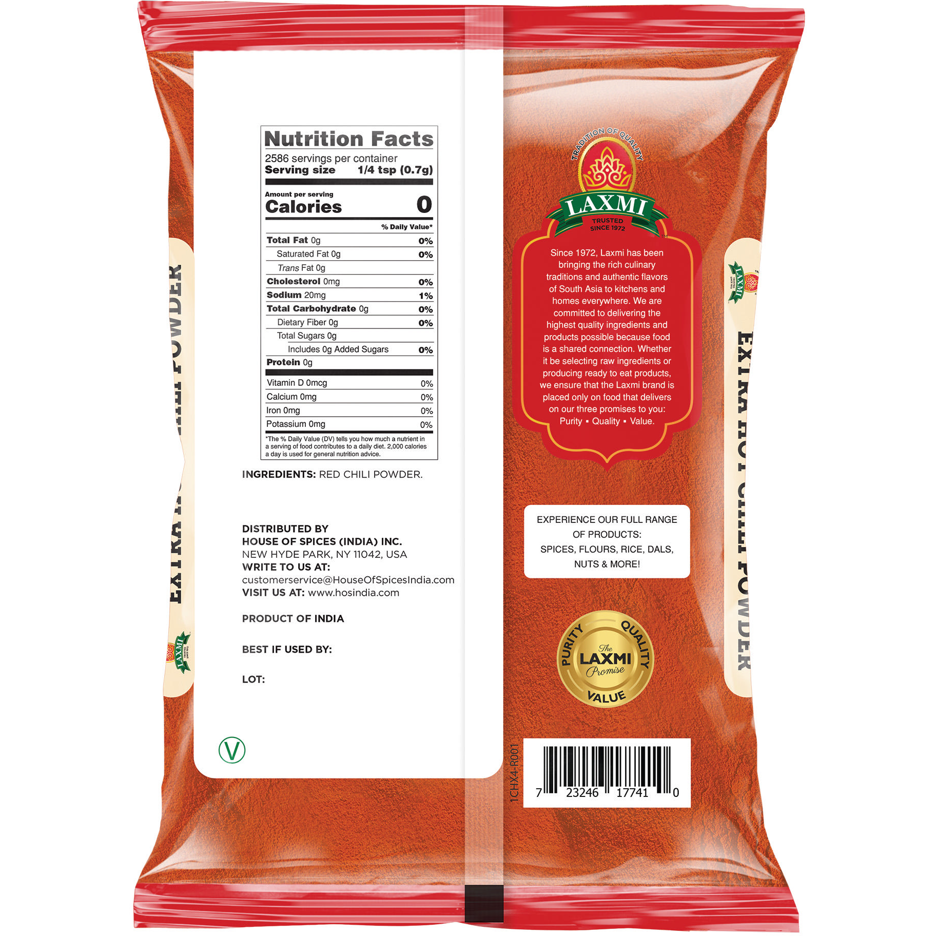 Laxmi Extra Hot Chilli Powder - 4 Lb (1.81 Kg)