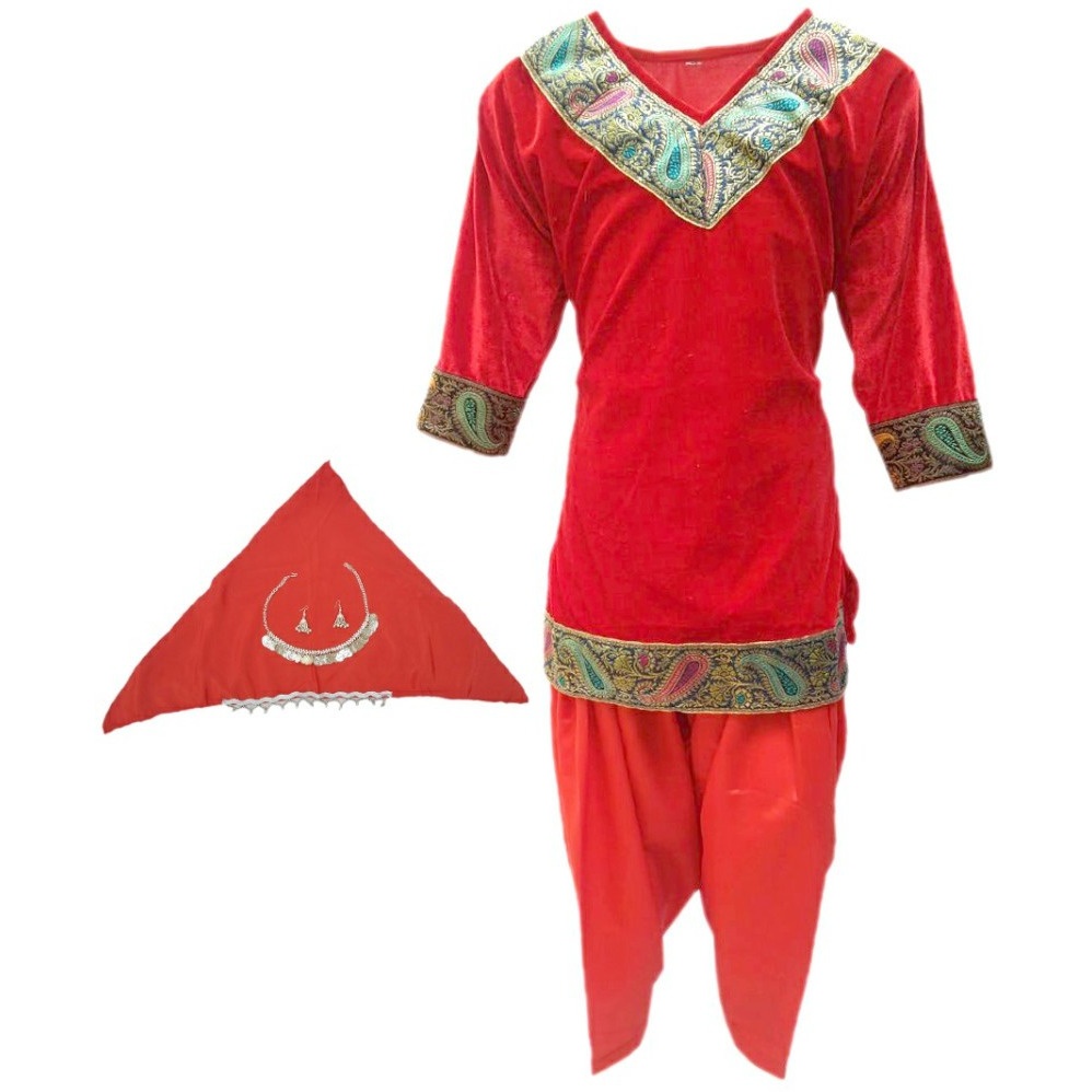 KFD Kashmiri Girl fancy dress for kids,Indian State Traditional Wear Costume for Annual function/Theme party/Competition/Stage Shows/Birthday Party Dress