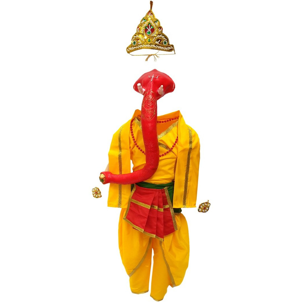 KFD Lord Ganesha fancy dress for kids,Ramleela/Dussehra/Mythological Character for Annual function/Theme party/Competition/Stage Shows Dress