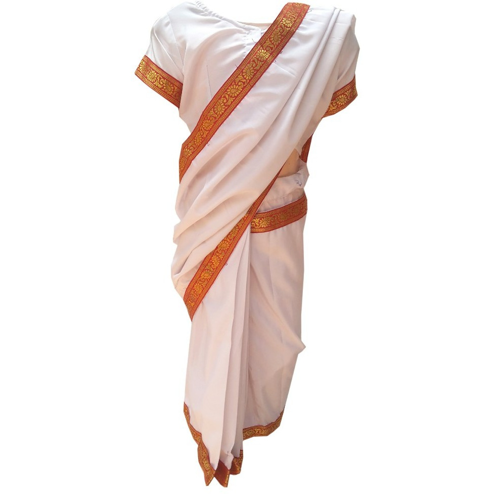 KFD Teacher White Saree fancy dress for kids,Our helper Costume for Annual function/Theme Party/competition/Stage Shows Dress