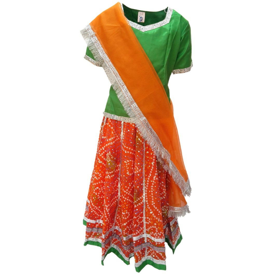 KFD Rajasthani Lehnga fancy dress for kids,Indian State Traditional Wear Costume for Annual function/Theme Party/Competition/Stage Shows/Birthday Party Dress