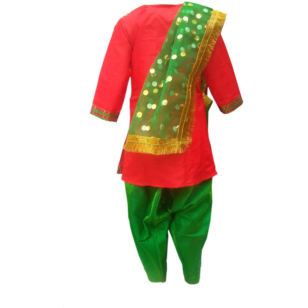KFD Punjabi Girl fancy dress for kids,Indian State Traditional Wear Costume for Annual function/Theme party/Competition/Stage Shows/Birthday Party Dress