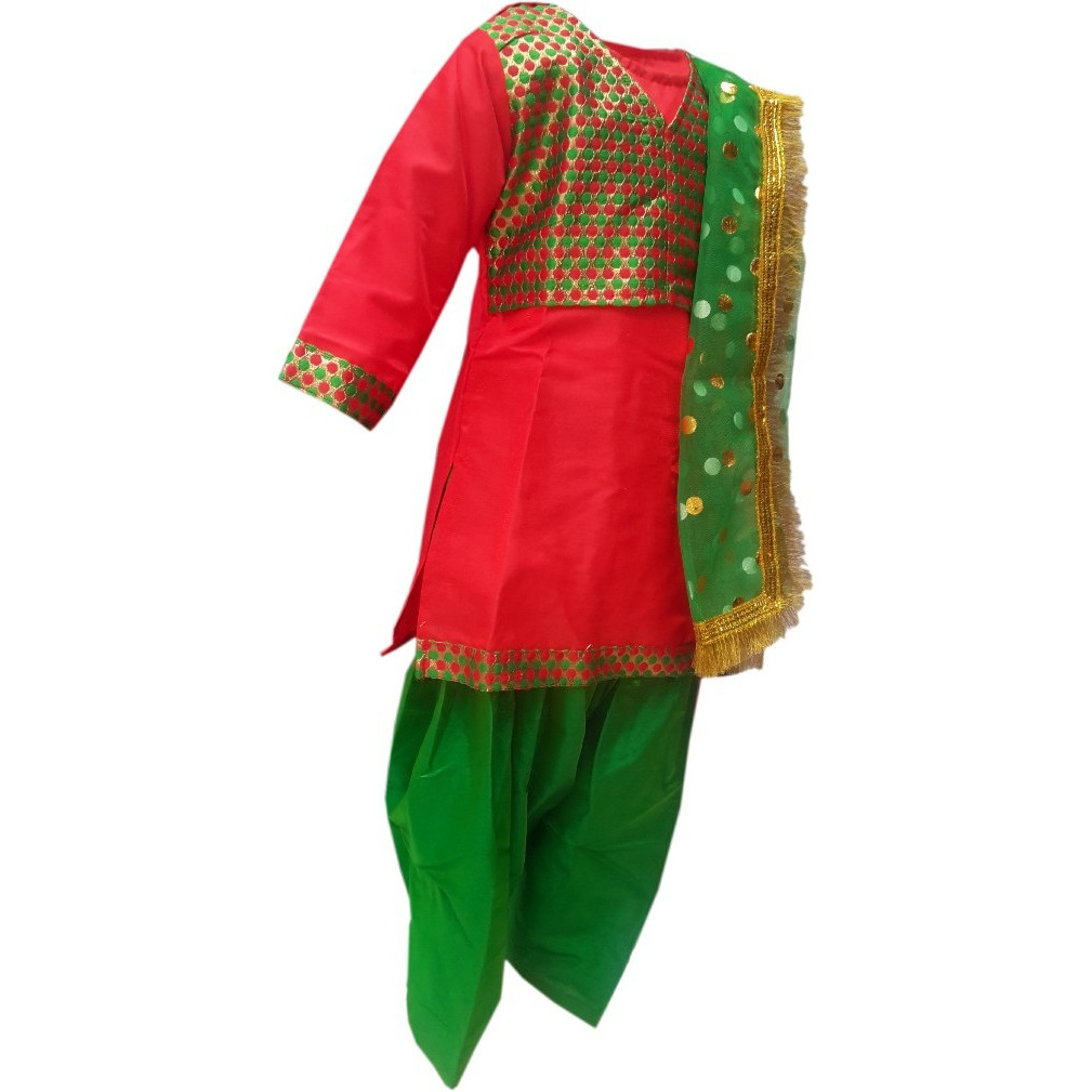 KFD Punjabi Girl fancy dress for kids,Indian State Traditional Wear Costume for Annual function/Theme party/Competition/Stage Shows/Birthday Party Dress