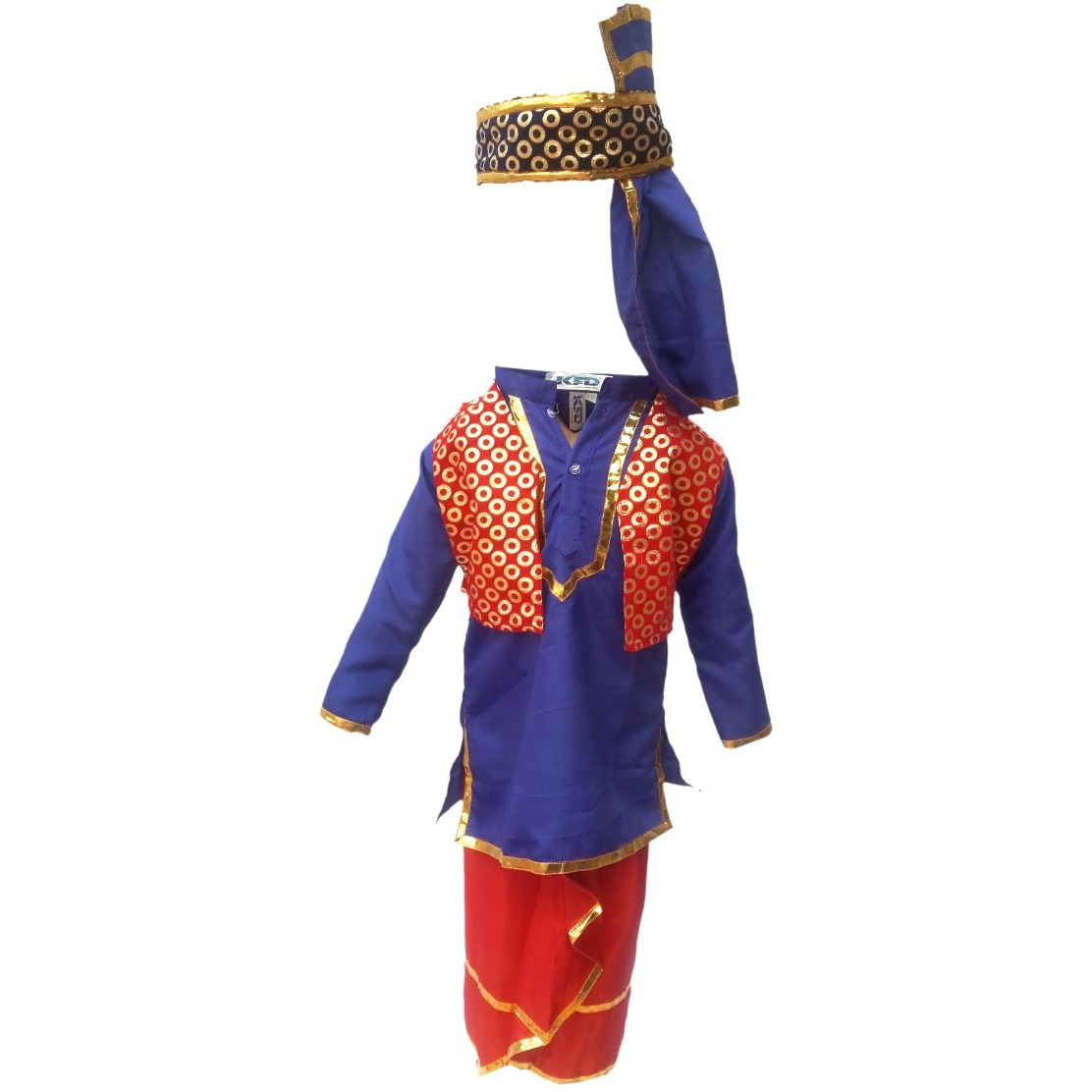 KFD Punjabi Boy fancy dress for kids,Indian State Traditional Wear Costume for Annual function/Theme party/Competition/Stage Shows/Birthday Party Dress