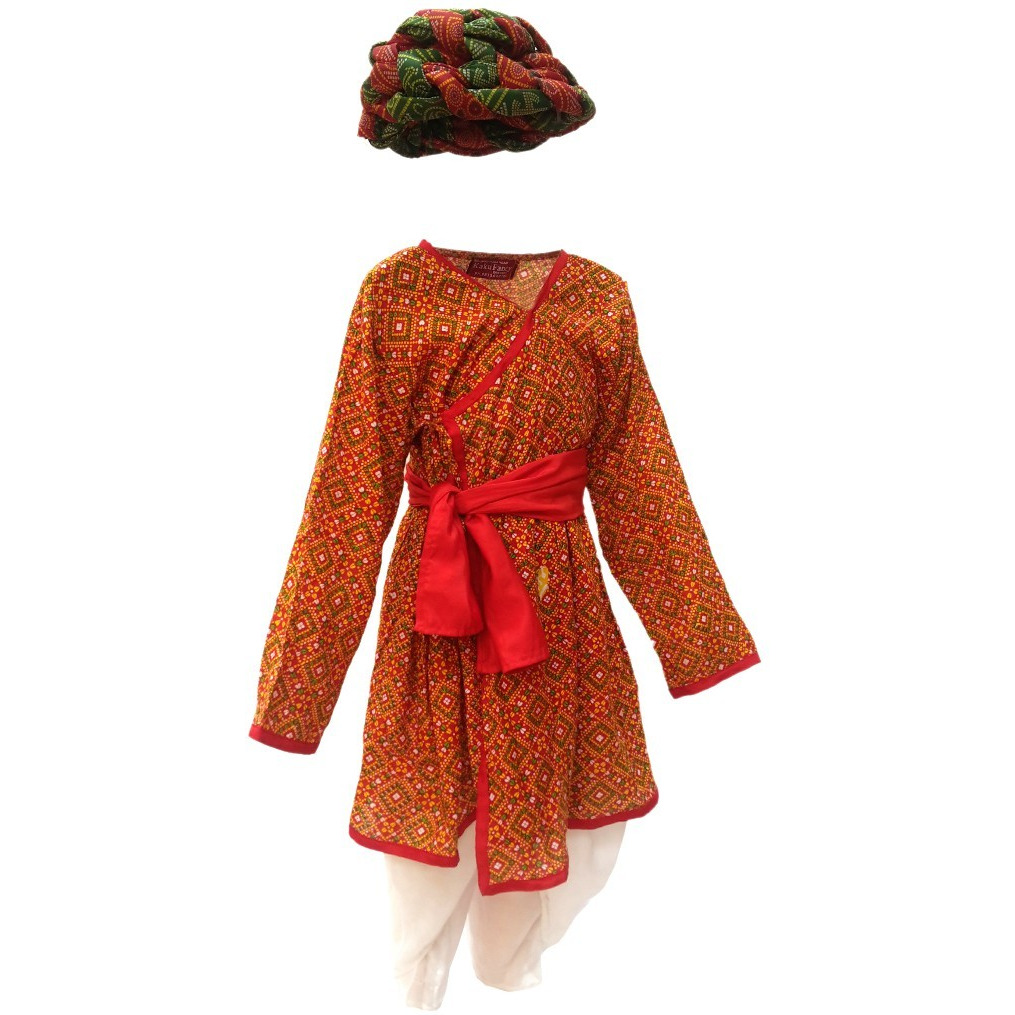 KFD Rajasthani Boy Red Color fancy dress for kids,Indian State Traditional Wear Costume for Annual function/Theme party/Competition/Stage Shows Dress