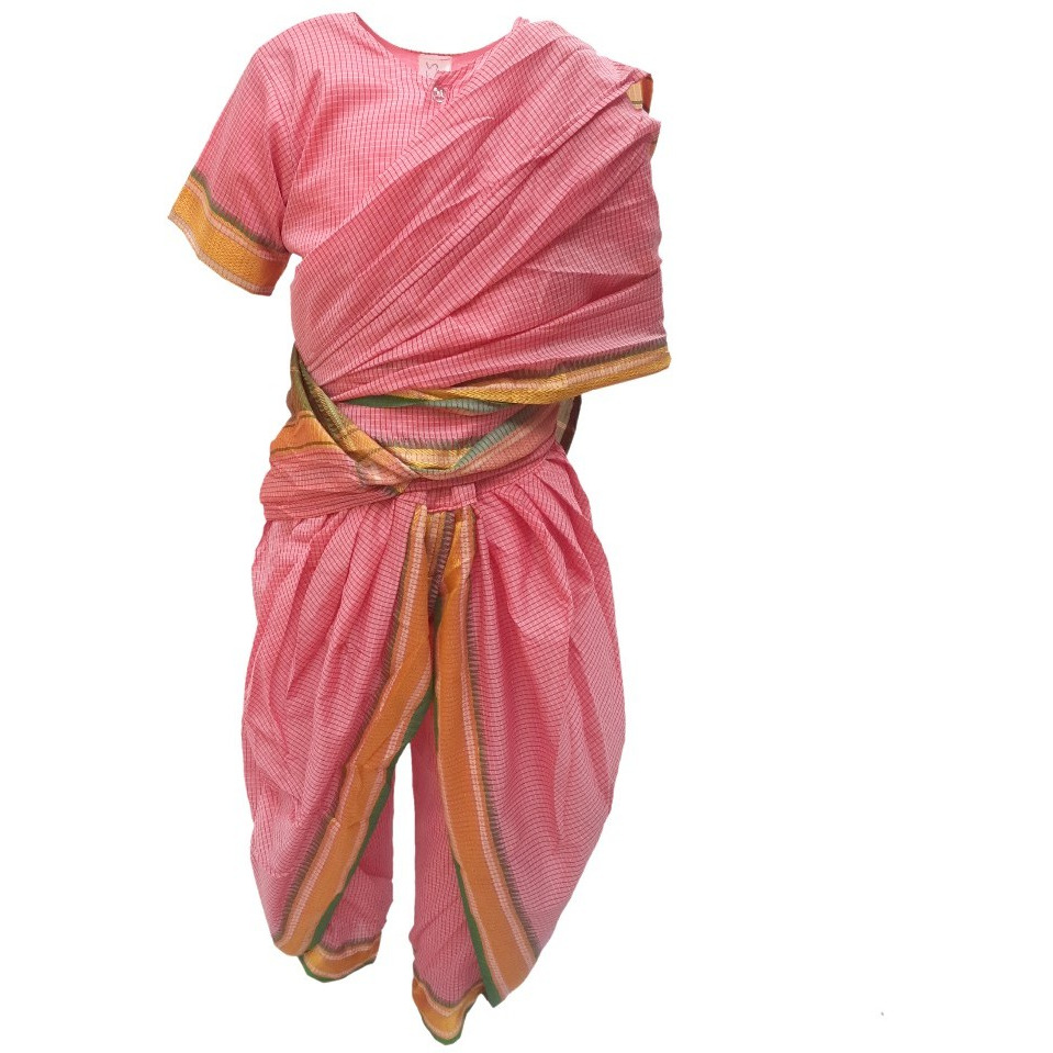 KFD Marathi Girl fancy Dress for kids,Indian State Traditional Wear Costume for Annual function/Theme party/Competition/Stage Shows/Birthday Party Dress