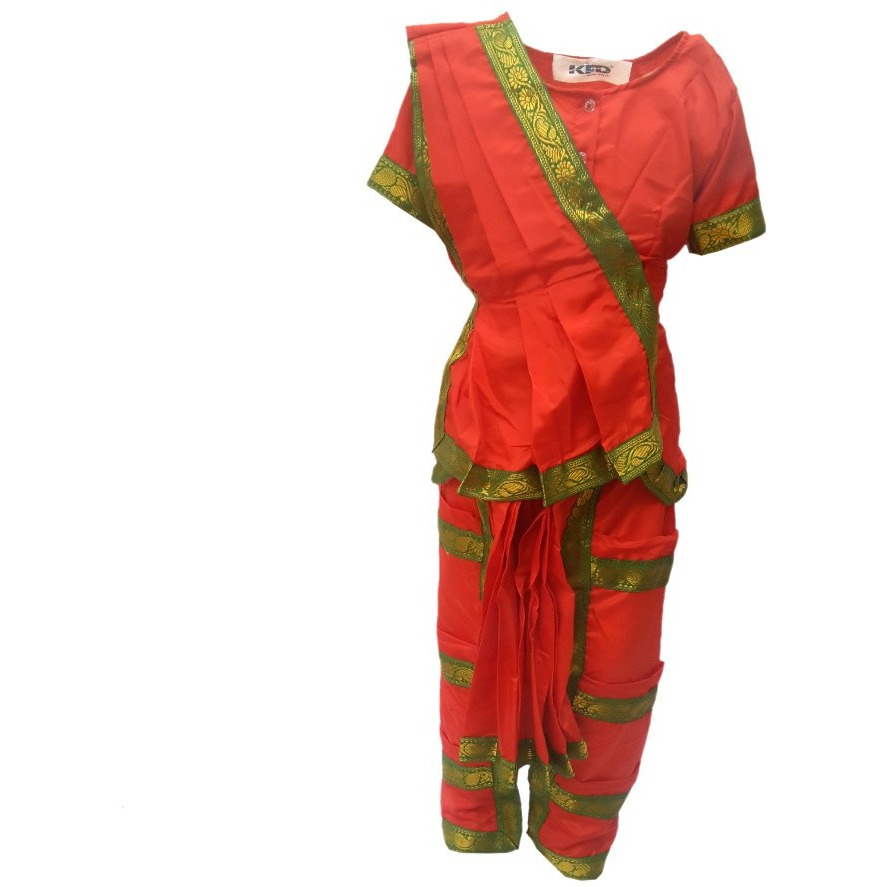 KFD Bharatnatyam fancy dress for kids,Indian Dance Traditional Wear for Annual function/Theme Party/Competition/Stage Shows/Birthday Party Dress