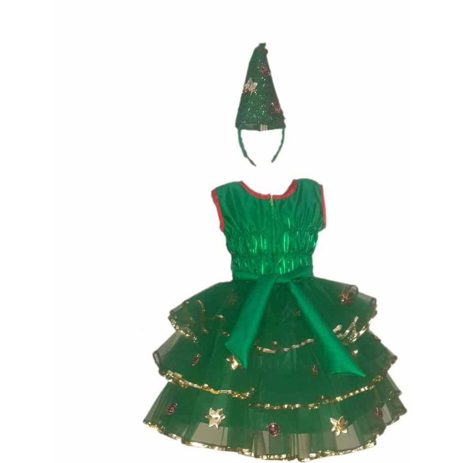 KFD Christmas Tree Girl fancy dress for kids,Christmas Day Costume for Annual function/Theme Party/Competition/Stage Shows/Birthday Party Dress
