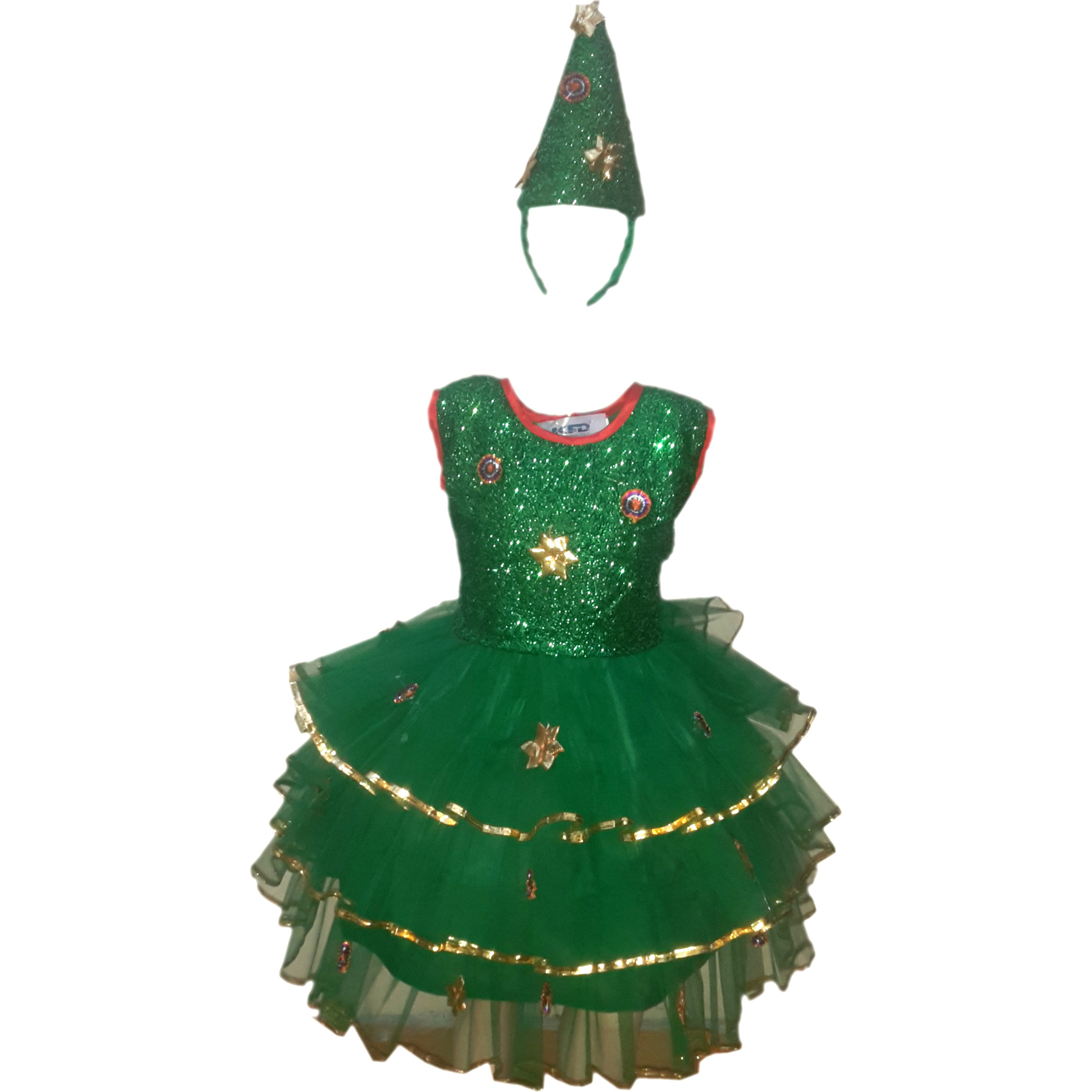 KFD Christmas Tree Girl fancy dress for kids,Christmas Day Costume for Annual function/Theme Party/Competition/Stage Shows/Birthday Party Dress
