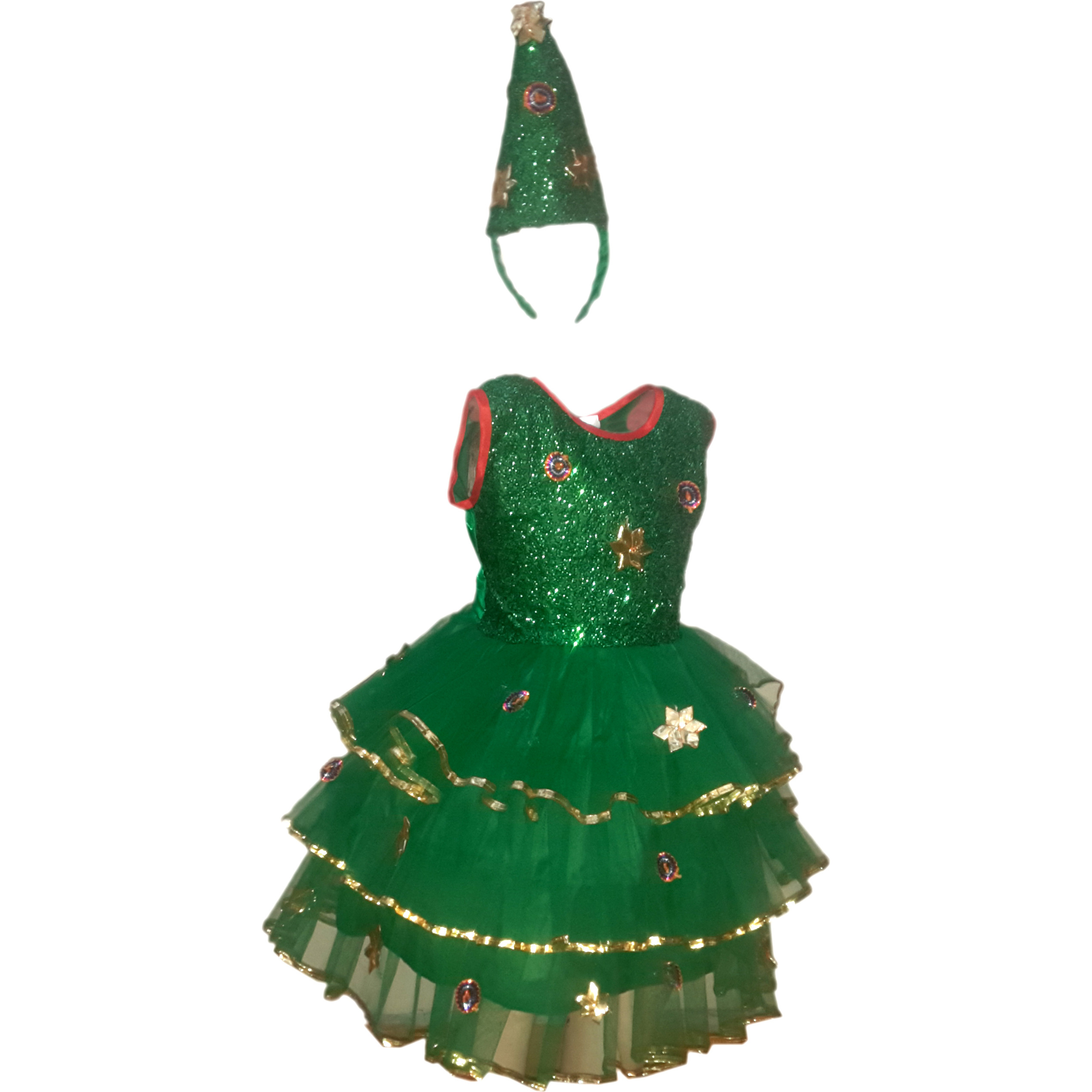 KFD Christmas Tree Girl fancy dress for kids,Christmas Day Costume for Annual function/Theme Party/Competition/Stage Shows/Birthday Party Dress