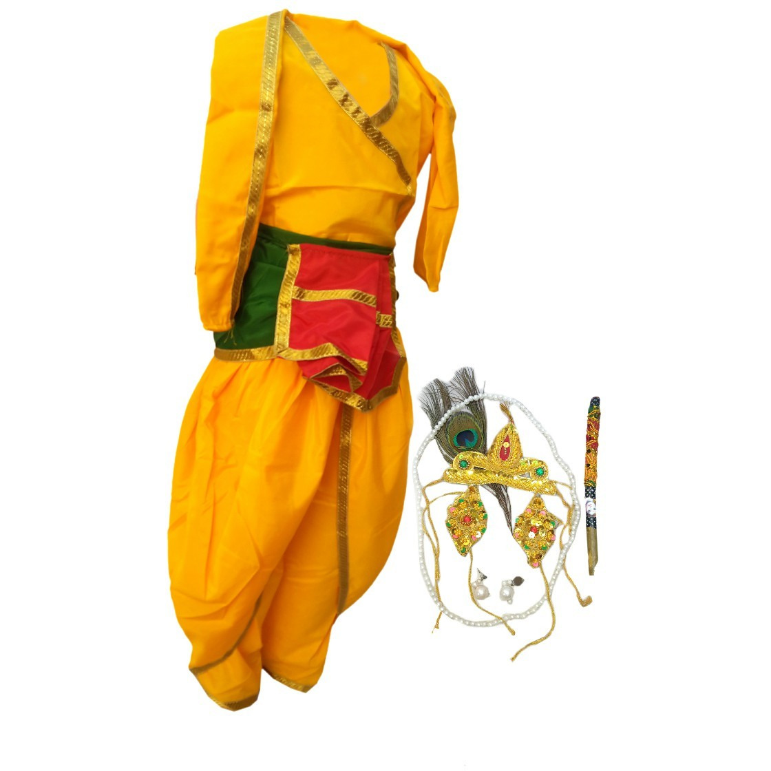KFD Bal Krishna fancy dress for kids,Krishna leela/Janmashtami/Kanha/Mythological Character for Annual function/Theme Party/Competition/Stage Shows Dress