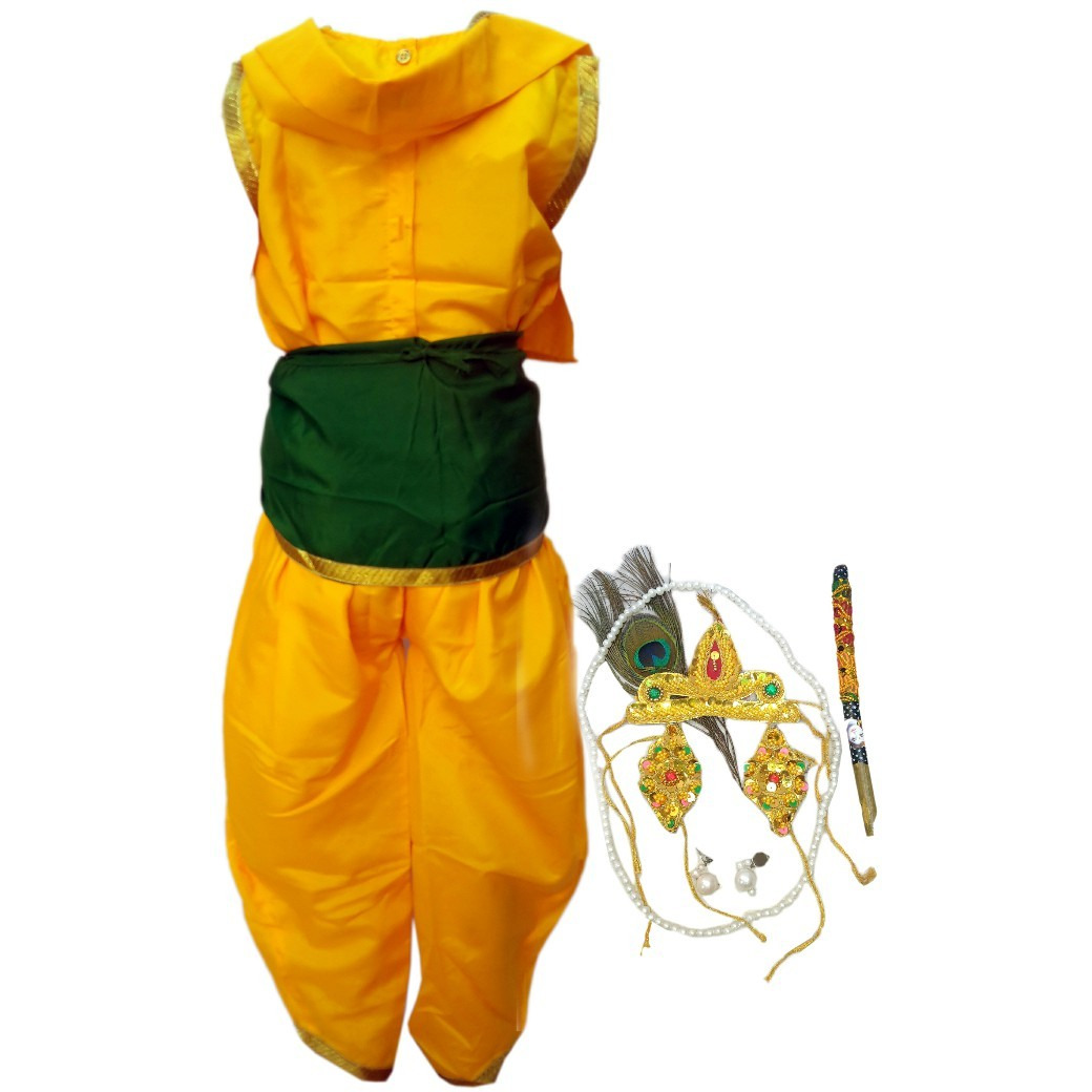 KFD Bal Krishna fancy dress for kids,Krishna leela/Janmashtami/Kanha/Mythological Character for Annual function/Theme Party/Competition/Stage Shows Dress