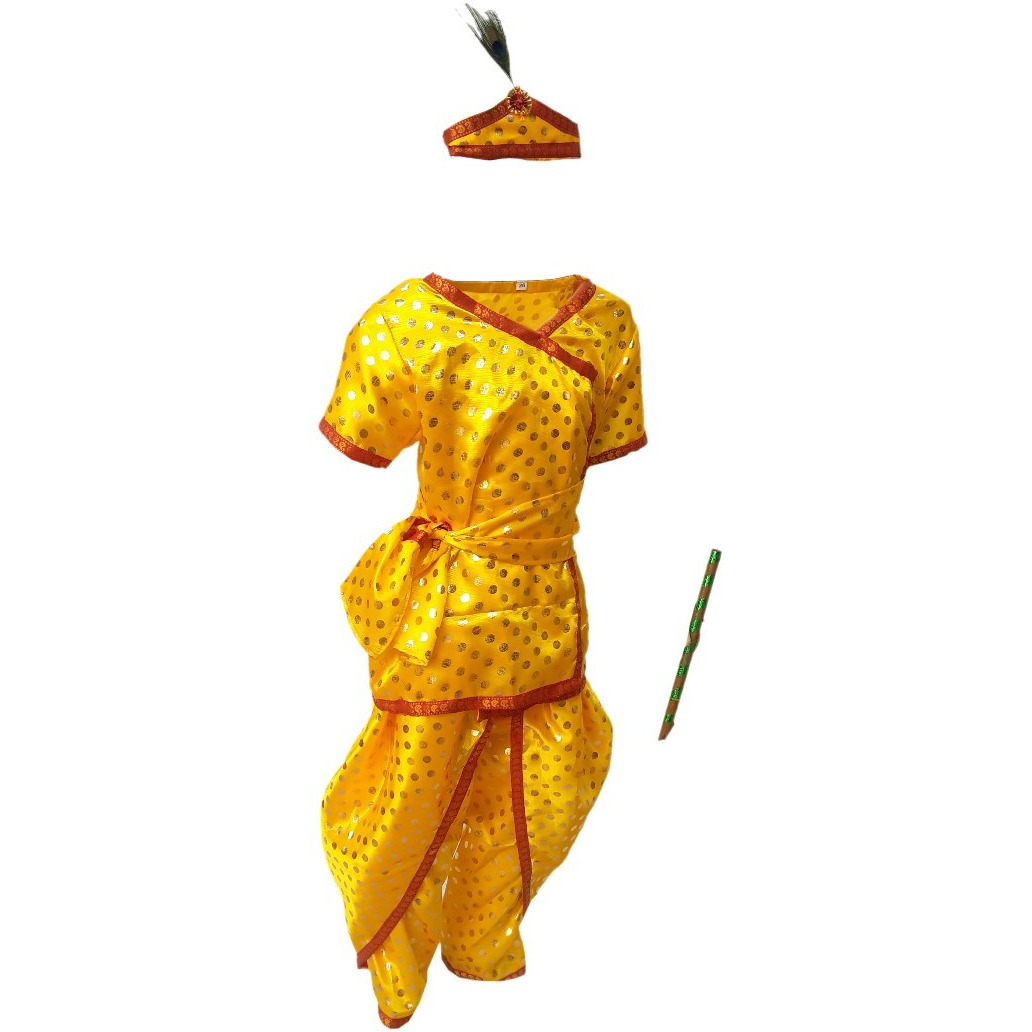 KFD Krishna fancy dress for kids,Krishnaleela/Janmashtami/Kanha/Mythological Character for Annual functionTtheme Party/Competition/Stage Shows Dress