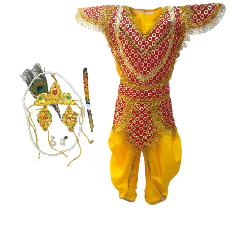 KFD Lord Krishna fancy dress for kids,Krishnaleela/Janmashtami/Kanha/Mythological Character for Annual function/Theme Party/Competition/Stage Shows Dress