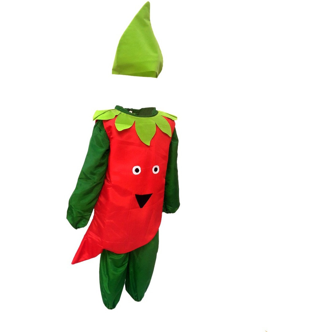 KFD Red Chilly fancy dress for kids,Vegetables Costume for School Annual function/Theme Party/Competition/Stage Shows Dress