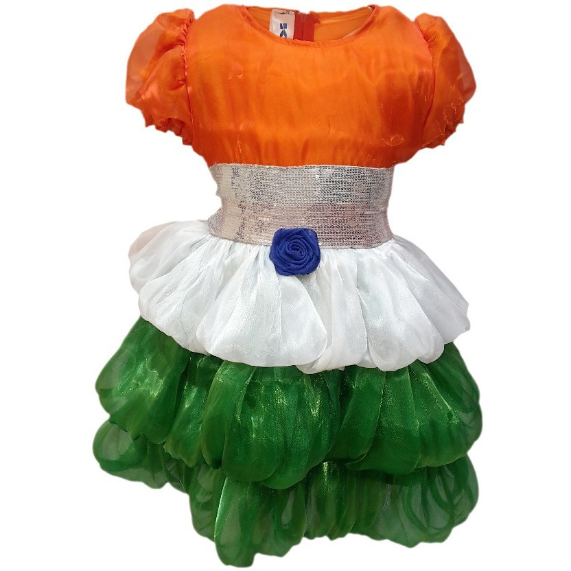 KFD Tri Color frock fancy dress for kids,Western Costume for Annual function/Theme Party/Competition/Stage Shows/Birthday Party Dress