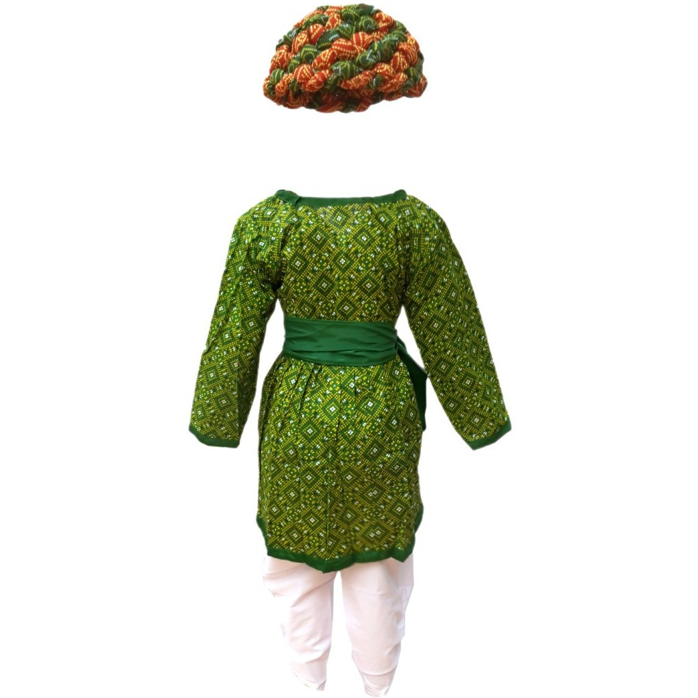 KFD Rajasthani Boy Green Color fancy dress for kids,Indian State Traditional Wear for Annual function/Theme party/Competition/Stage Shows Dress