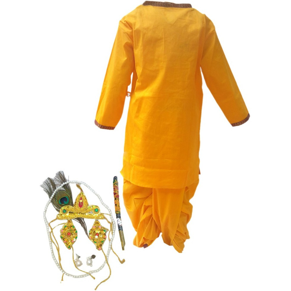 KFD Krishna  fancy dress for kids cotton fabric,Krishnaleela/Janmashtami/Kanha/Mythological Character for Annual functionTtheme Party/Competition/Stage Shows Dress