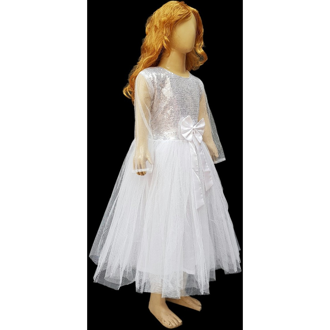 KFD white long gown nett for fairy angel