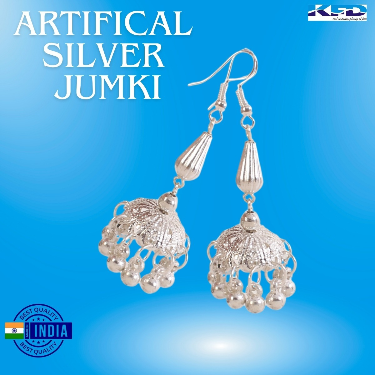 Silver Jhumki Fancy Dress Accessory For Kids