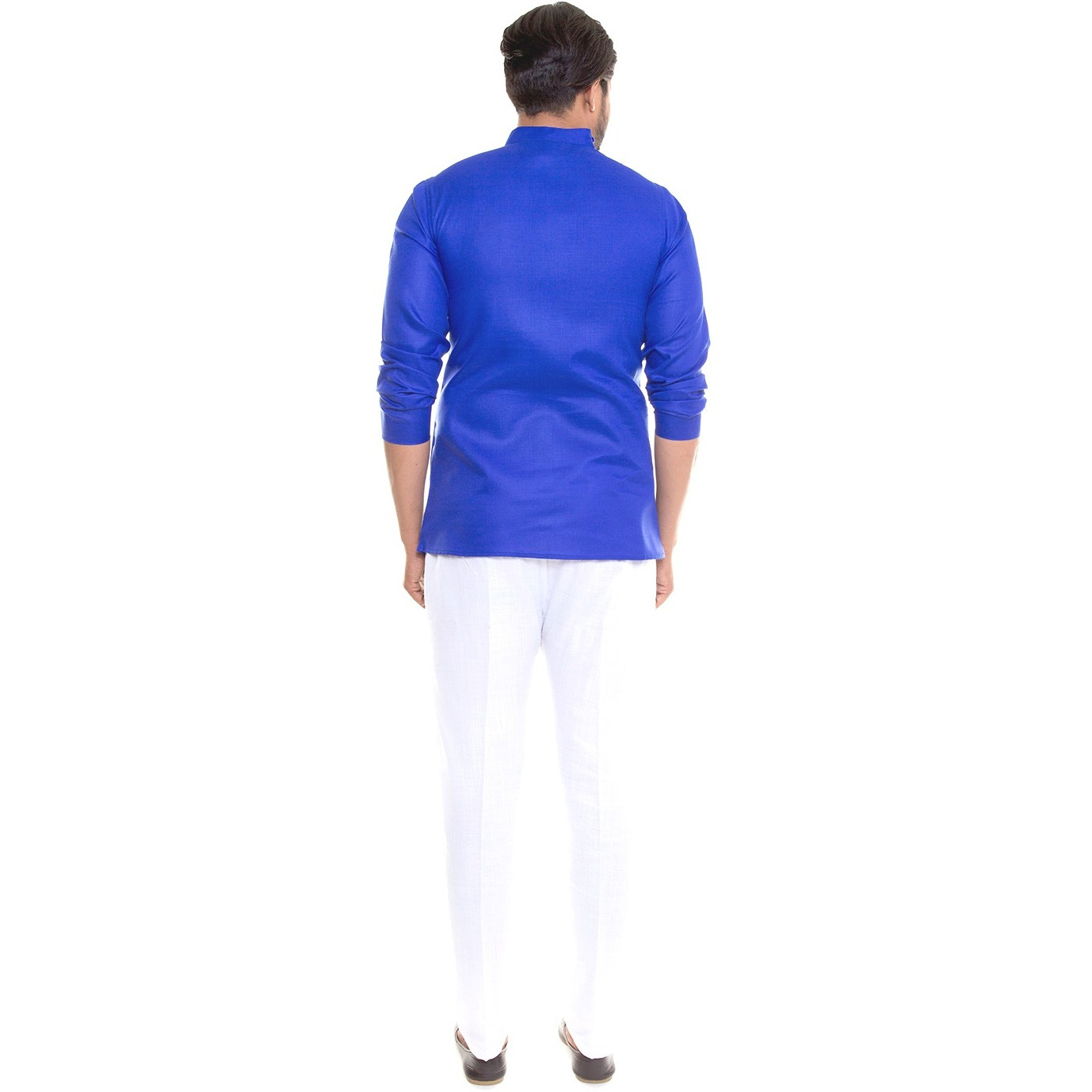S9 Men Deep Blue  Kurta Pyjama Set With Contrast Pocket Square And Stylish Brooch