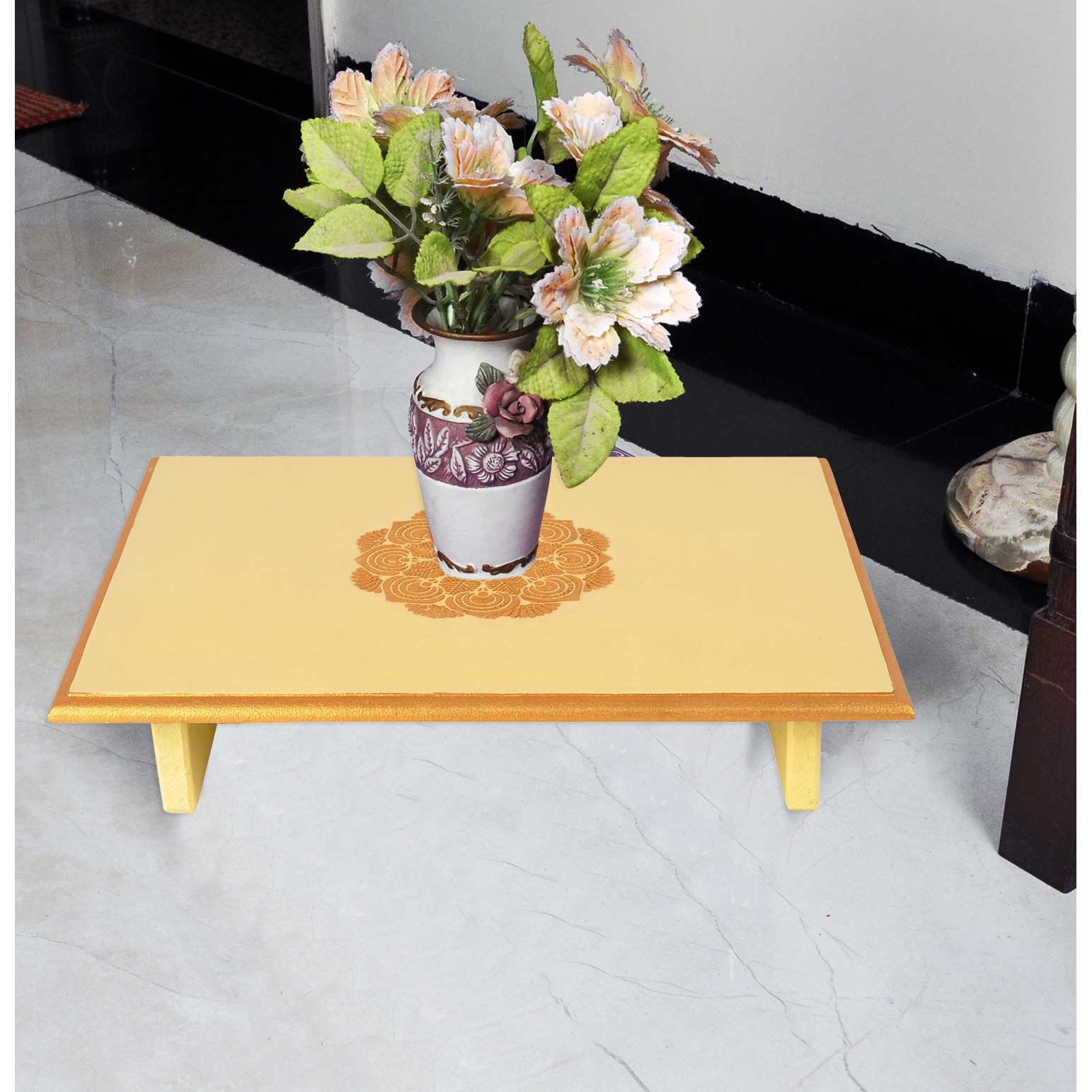 Wooden Low High Stool Coffee Table Altar Table Temple Decor Puja Articles Chowki pata