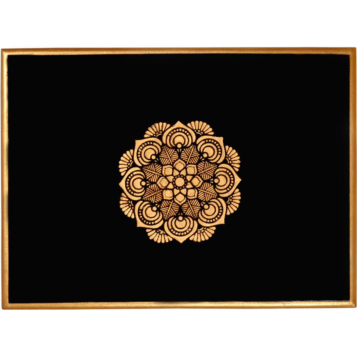 Handmade Wooden Puja Chowki Home Decorative End Table Coffee Stool Rakhi Gift for Sister (Color: Black)
