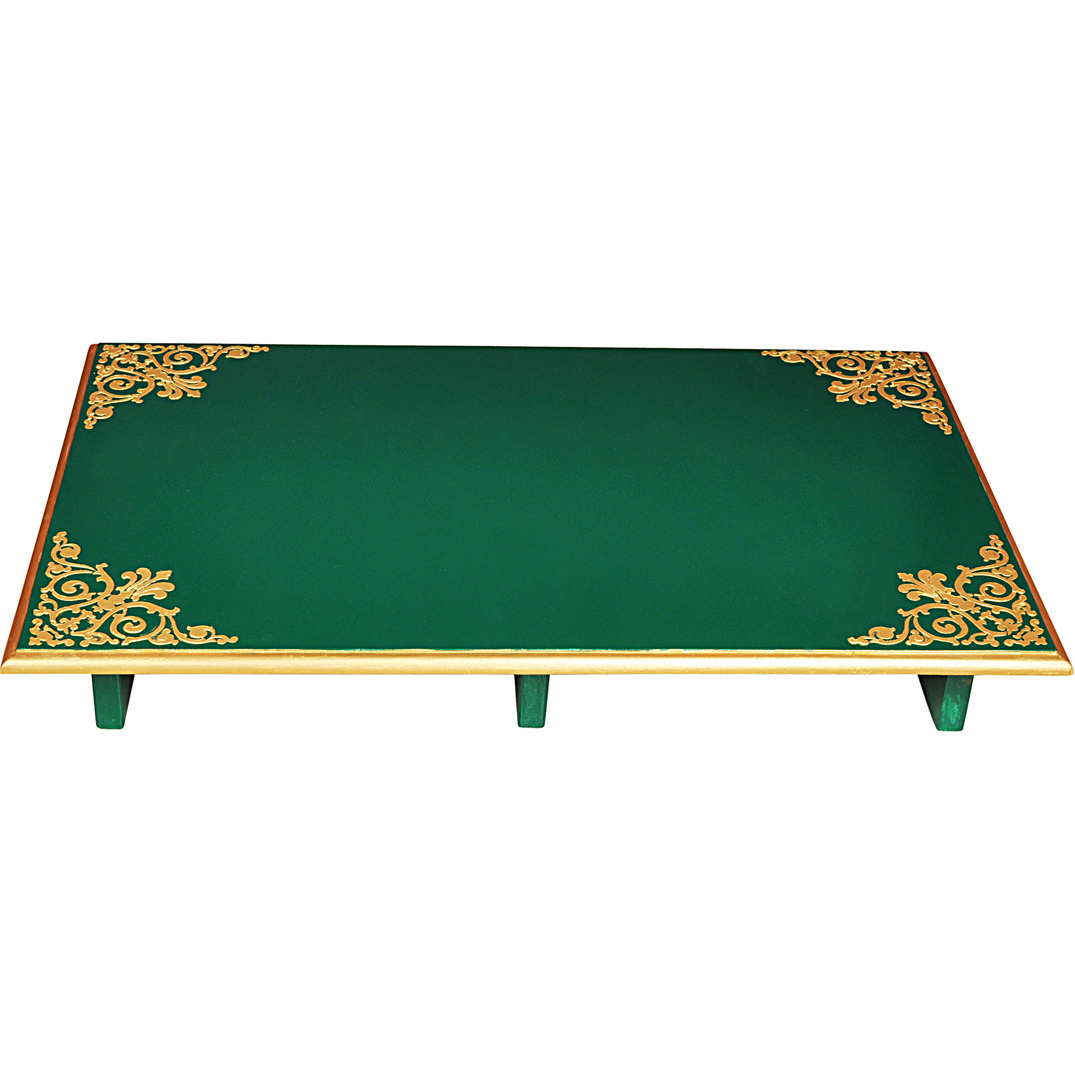 End Table Handmade Wooden Living Room Coffee Table Decor Home Decorative Item Puja Articles Chowki Bajot Patala (Size: 24x15x4, Color: Green)