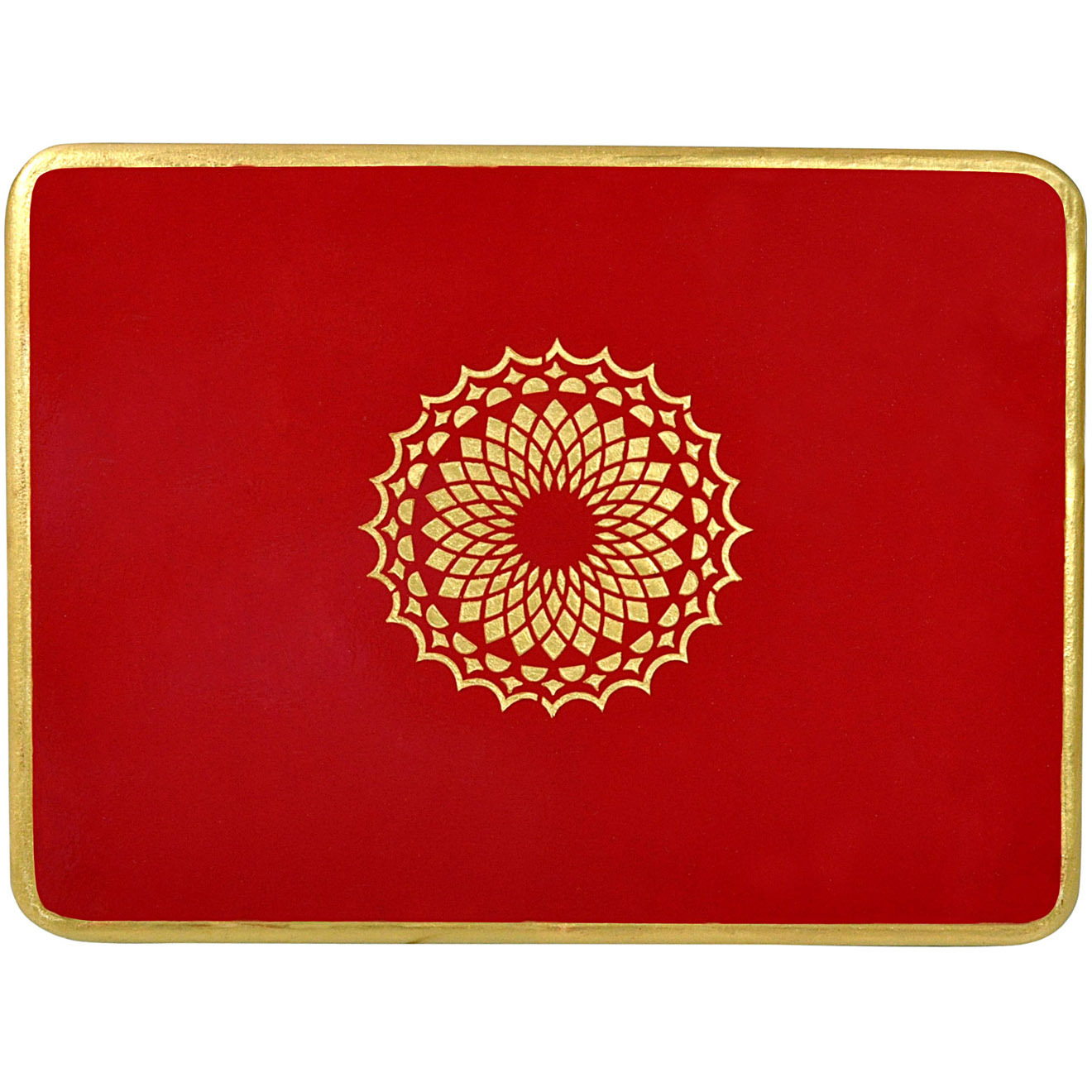 Handmade Wooden Red Temple D??cor Diwali Navratri Puja Chowki End Table (Color: Red, Size: 24X15X4)