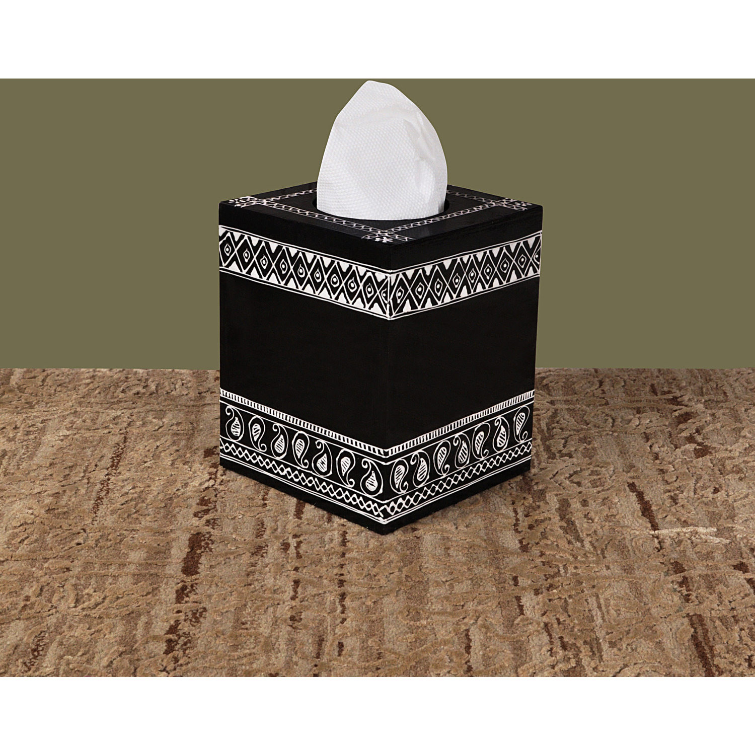 Kitchen Organizer Wooden Hand painted Tissue Box Cafe Restaurant Table Top Decorative Tissue Holder Box