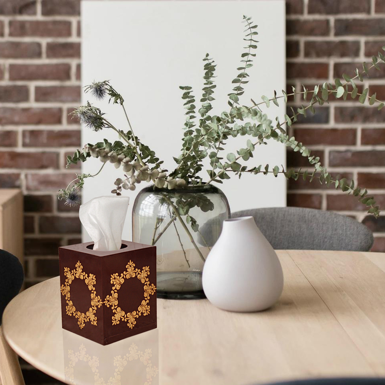 Home Organizer Wooden Rectangular Facial Tissue Box Cover Holder, Wooden Tissue Dispenser for Countertop, Tissue Holder Kitchen Accessories Items (Size: 5.5X5.5X7, Color: Brown)